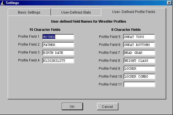 User-Defined Profile Fields screen