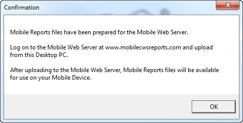 Mobile Reports - Desktop to Mobile Web Synchronization screen