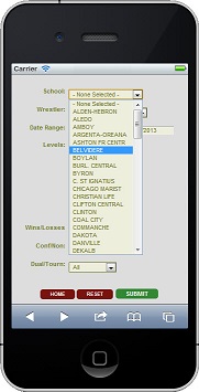 Mobile Reports - Select Schools screen